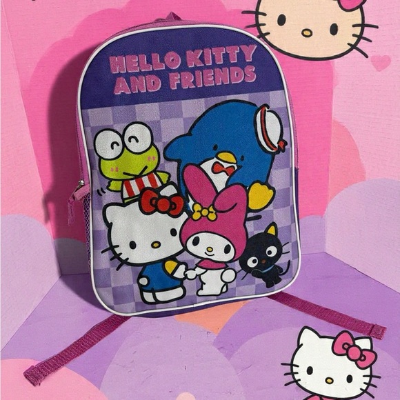 Hello Kitty Other - Sanrio Hello Kitty & Friends Backpack Purple Kids Bag My Melody Kuromi Keroppi
